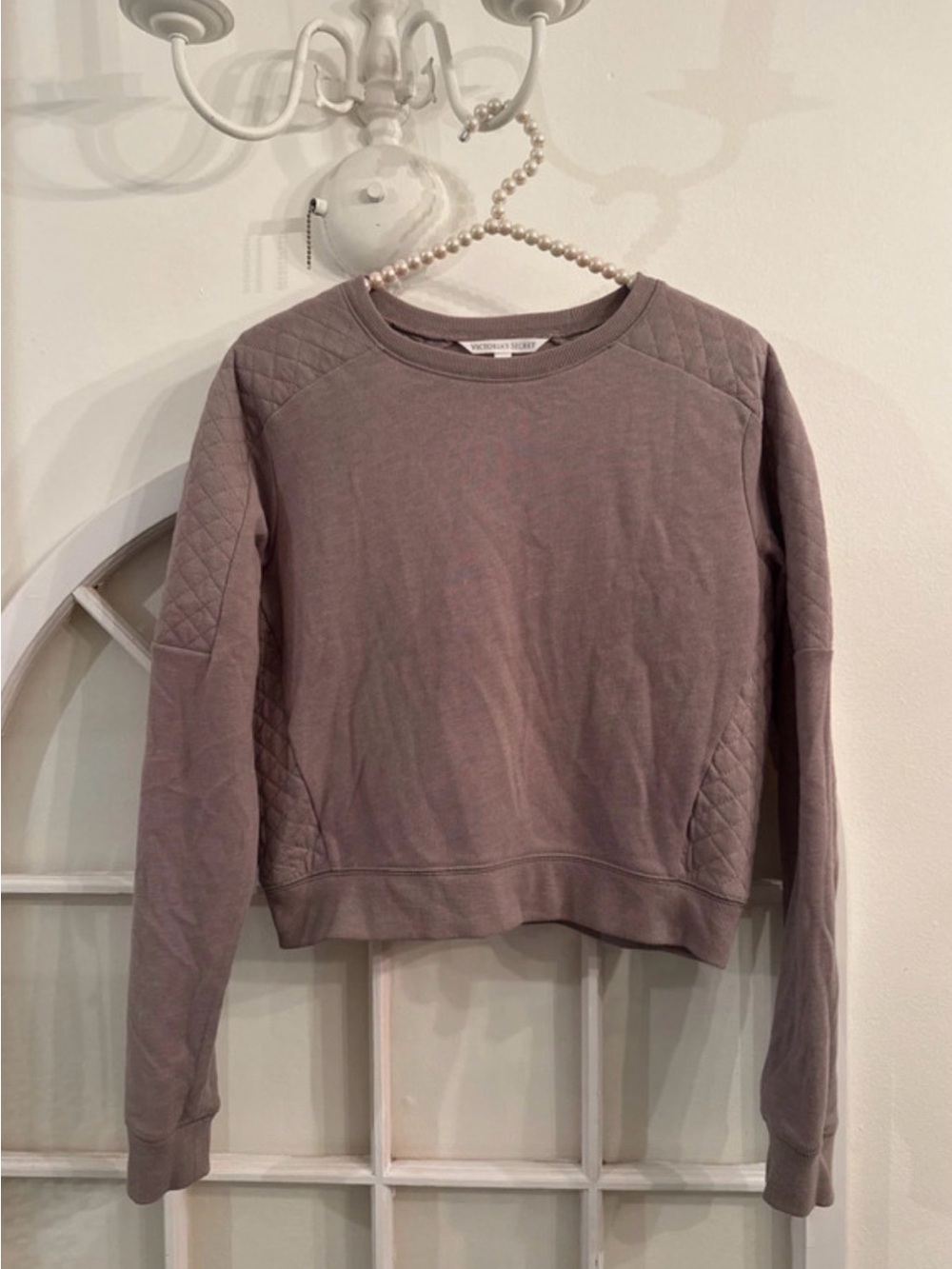 Victoria's Secret Quilted Detail Lounge Cropped Pullover Sweater Size XS